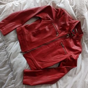 A.B.S by Allen Schwartz Red Leather Moto jacket - Sz Medium